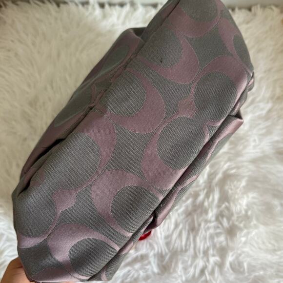 COACH Purple Signature Canvas Duffle Shoulder Bag Crossbody - Picture 3 of 8